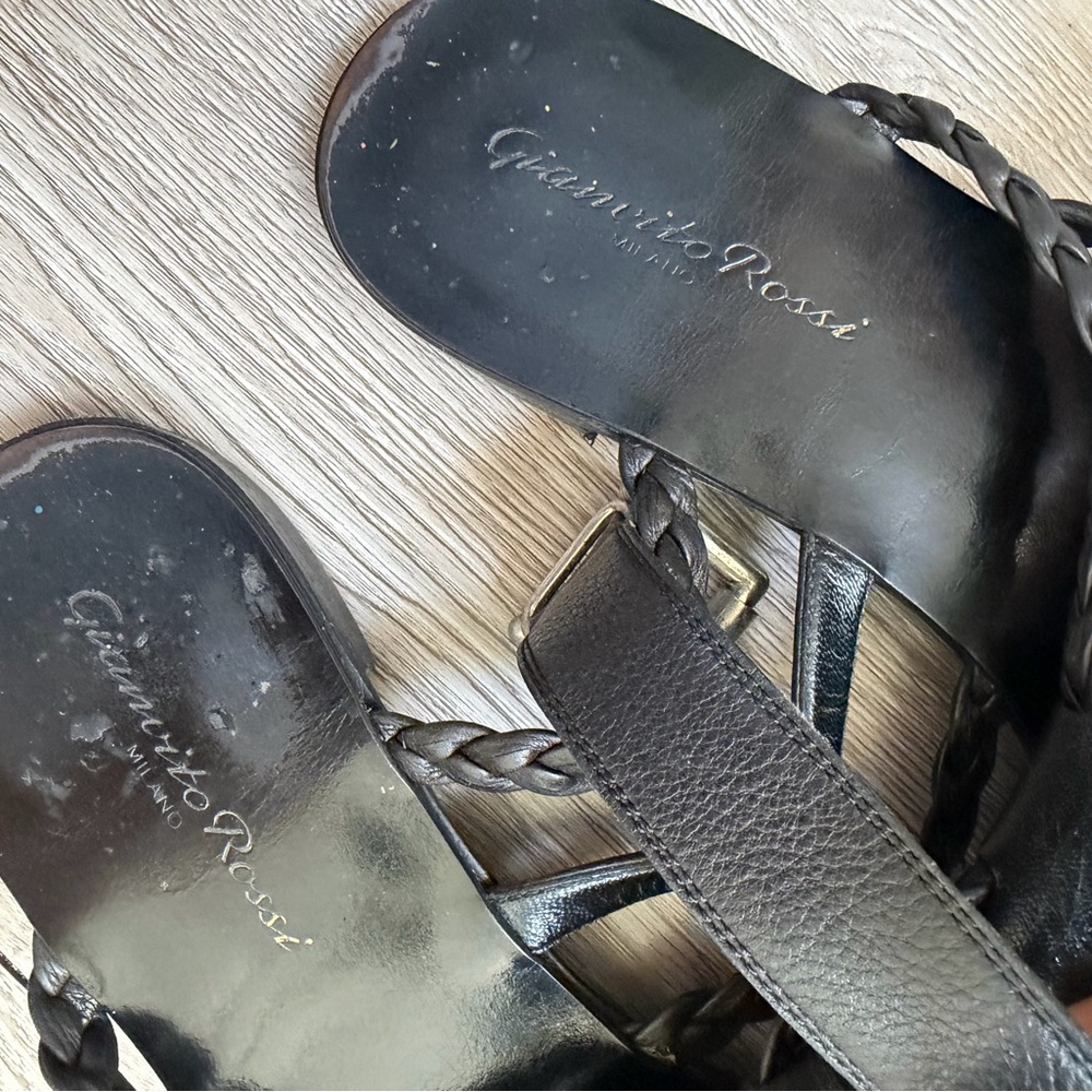 gianvito rossi black leather gladiator sandals 39.5 - Picture 6 of 6